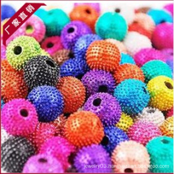 Yiwu Factory price Jewelry design crystal rhinestones paved clay beads, colorful high quality shamballa beads 2013 hot HB-1021